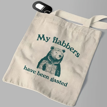 Cute Bear Design Canvas Tote Bag- Reusable Grocery Shopping Bag