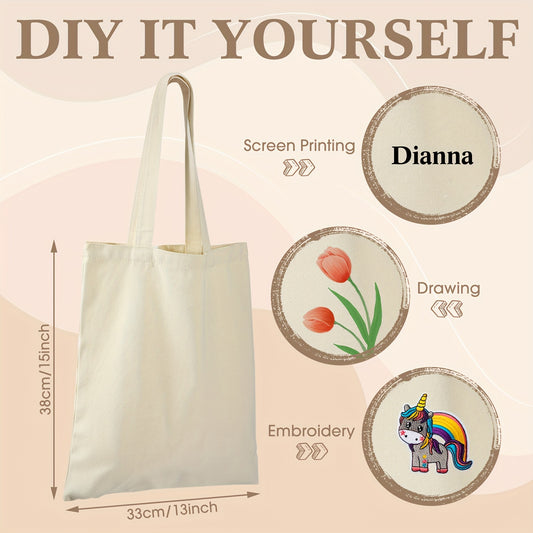 40 Thermal Sublimation Tote Bag X 13 Inch Canvas Tote Bag Reusable Shopping Bag With Handle Natural DIY Crafts Blank Bag For Ironing Thermal Transfer DIY Craft Gift Tie-dye Projects