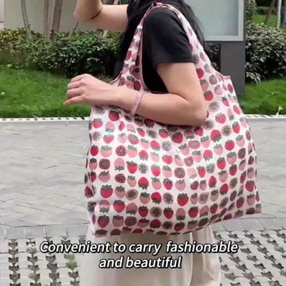 10pcs Large Capacity Waterproof Shopping Bags, Reusable and Foldable Grocery Tote Set with Handle Design, High-Quality Polyester for Outdoor Travel and Food Storage